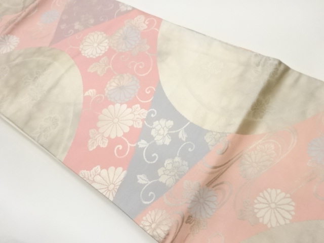 桜に菊・流水模様織出し名古屋帯